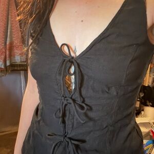 Target- A New Day Charcoal Sleeveless Top tie front tank top